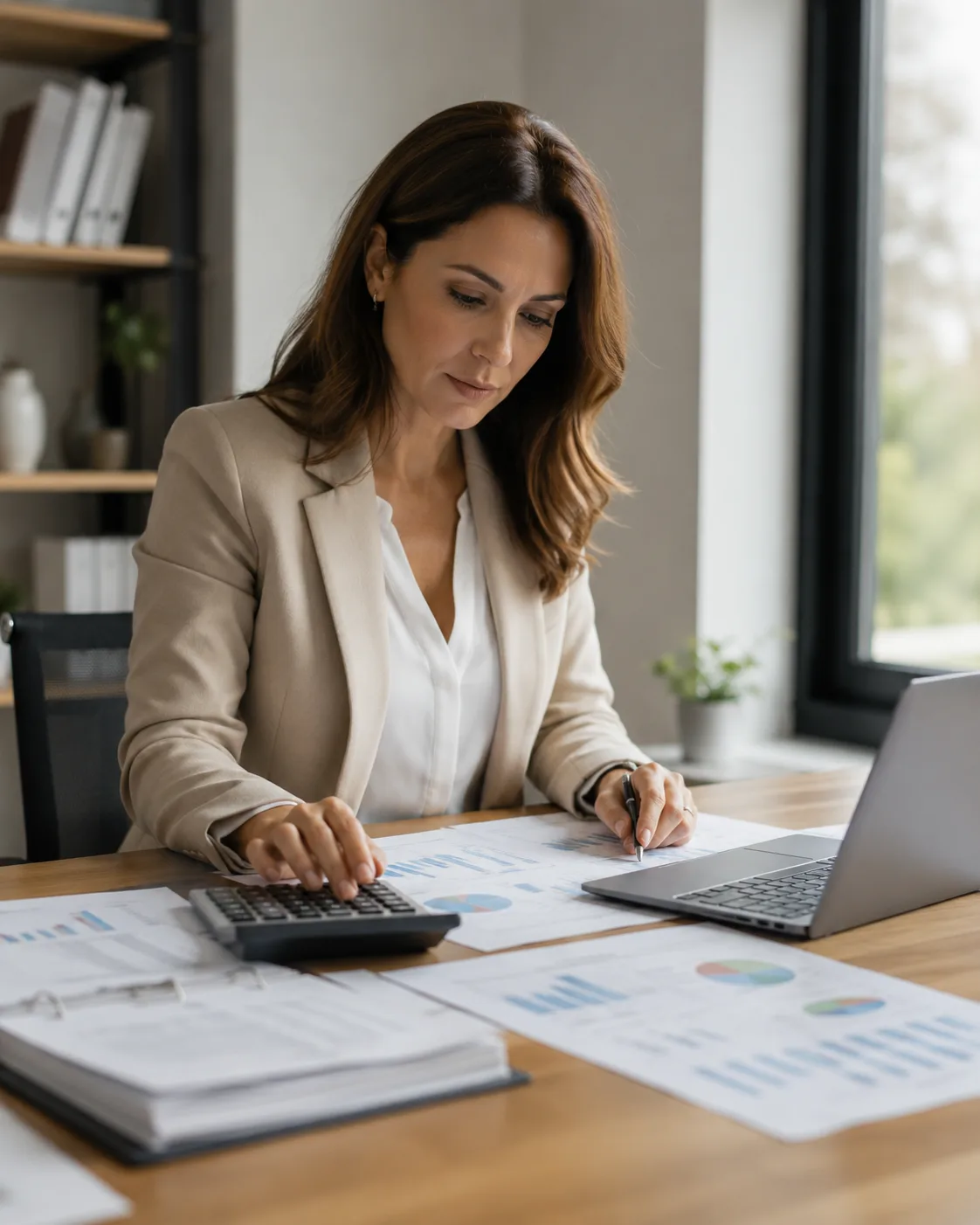 Expert-comptable au bureau avec des graphiques financiers