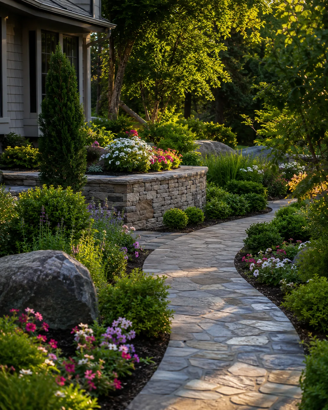 Allée de jardin aménagée par un paysagiste